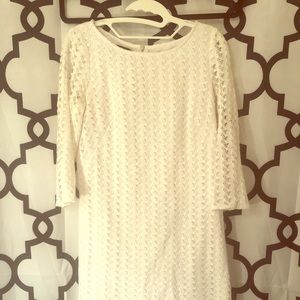 Nine West White Lace Crochet Shift Holiday Dress
